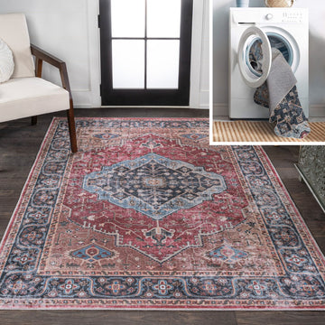 Alacati Ogee Medallion Washable Area Rug